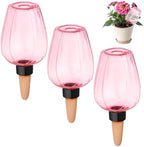 M METERXITY 3-Pack Plant Self Watering Globes, 5.1 oz Plastic Rose Water Bulbs Top Fill for Indoor/Outdoor Plants, Self Watering Spikes Slow Release Terracotta [Pink] by MMETERXITY