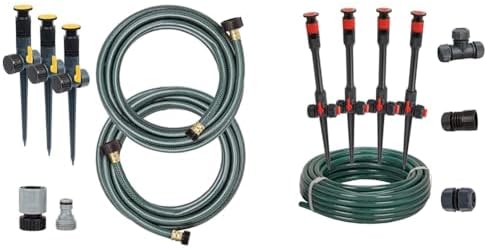 Melnor 65191AMZ Adjustable Spike Sprinkler Bundle with Eden 98063 Multi-Adjustable Flex Design Above Ground Irrigation Garden Sprinkler System by Unknown