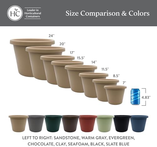 The HC Companies Classic Round Planter Pot, 11.5 Inch, Sandstone, 2-Pack - Image 6