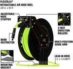 Flexzilla Open Face Retractable Air Hose Reel, 3/8 in. x 50 ft., Heavy Duty, ZillaGreen - L8611FZ & Air Hose, 3/8 in. x 50 ft., 1/4 in. MNPT Fittings, Heavy Duty, Lightweight, Hybrid, ZillaGreen - Image 4