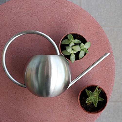 Long Nozzle Watering Can 1000ml Stainless Steel Metal European Plant Pot Sprinkler with Handle for Garden Household Tool (Color : Silver) - Image 5