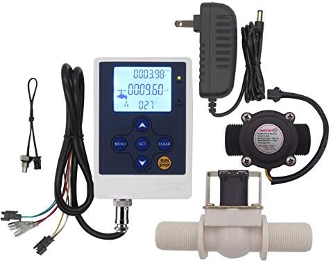 DIGITEN Water Flow Control LCD Display Controller+G3/4" Hall Sensor Flow Meter Flowmeter Counter+G3/4" Solenoid Valve Normally Closed N/C+12V Power by DIGITEN