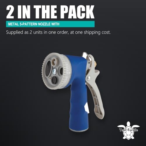 Teal Turtle Metal 5-Pattern Nozzle With Rubber Comfort Grip, 2-Pack - Image 3