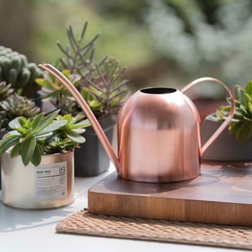 Housoutil Rose Gold Stainless Steel Watering Can with Long Spout, 500ml Indoor Garden Sprinkler Pot, Rustproof Plant Watering Bottle for Houseplants and Patio Gardening - Image 3