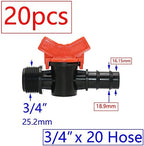 20pcs Drip Irrigation Mini Valve 4/7 3/8/10/12/16/20 /25mm Pipe Garden Tap 1/2 quot; 3/4 Male Thread Water Hose Barb Connector(P) - Image 2