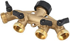 Fdit 3/4 Inch Brass 4 Way Hose Pipe Splitter, Garden Irrigation Tap Connector, Thread, Golden and Black - Image 7