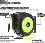 Flexzilla Retractable Enclosed Plastic Air Hose Reel, 3/8 in. x 50 ft., Heavy Duty, Lightweight, Hybrid, ZillaGreen - L8250FZ - Image 3