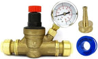 CMI Inc 3/4 in Push Connect. Water Pressure Regulator Valve, Adjustable Water Pressure Reducer with Test Gauge for RV Camper, Travel Trailer, Water Hose by CMIINC