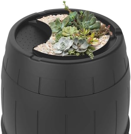TierraVerde 39-Gallon Knock Down Rain Barrel with Brass Spigot, Black – Plastic Outdoor Water Collection Container with Planter Top – Irrigation Supply for Gardening, Lawn & Landscaping - Image 5