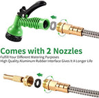 304 Stainless Steel Garden Hose, 100 ft Metal Garden Hose with 3/4" Connector Fittings and Sprayer, Heavy Duty Kink Free Flexible Outdoor Water Hose, Green - Image 5