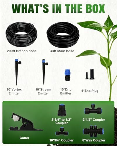 230FT Drip Irrigation System with 1/2" 1/4" Irrigation Tubing and Emitters - Image 4