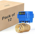 U.S. Solid Motorized Ball Valve- 1" Brass Ball Valve with Standard Port, 9-24V AC/DC and 2 Wire Auto Return Setup (Pack of 12) by USSolid