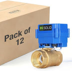 U.S. Solid Motorized Ball Valve- 1" Brass Ball Valve with Standard Port, 9-24V AC/DC and 2 Wire Auto Return Setup (Pack of 12) by USSolid