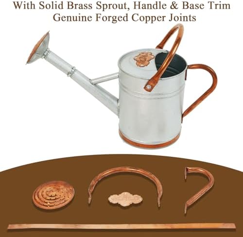 1 Gallon Outdoor Metal Watering Can with Real Copper Details - Image 4