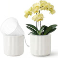 Orchid Pot,Ceramic Plant Pot with Clear Orchid Pot,6 inch,White by TineDew