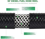 1 Inch Fuel Hose Reel With Fueling Nozzle, 50 Foot Heavy Duty Diesel Retractable, 300 PSI Industrial Auto Rewind Mount for Def Fluid Tank Truck Bed Trailer Boat Cart - Image 2