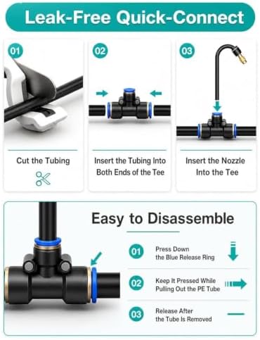 Plant Watering Devices Greenhouse/Outdoor Plant Watering System, 360° Bendable Nozzles, for Garden Greenhouse Raised Beds(H 12 in(30cm) Nozzle,L 164ft(50m)) - Image 6