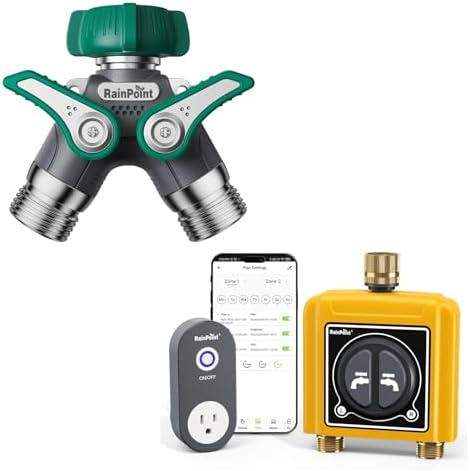 RAINPOINT Garden Hose Splitter 2 Way & 2 Zone WiFi Water Timer by RainPoint