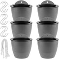 HOIGON 6 Pack 7 Inch Self Water Hanging Plants Pot, Self Watering Wall Hanging Plastic Planters with S-Hooks and Wicks, Lazy Flower Pot for Indoor Outdoor Orchids African Violet, Gray by HOIGON