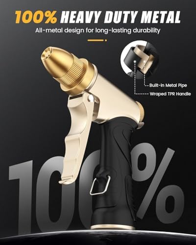 Heavy Duty Metal Garden Hose Nozzle, High Pressure with Adjustable Spray Patterns, for Watering Plants, Car Washing, Pet Showering (2 pcs) - Image 2