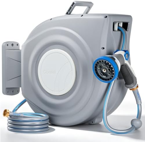 Retractable Garden Hose Reel, 1/2 in x 65 ft Wall Mounted Hose Reel by RetractableGardenHoseReel