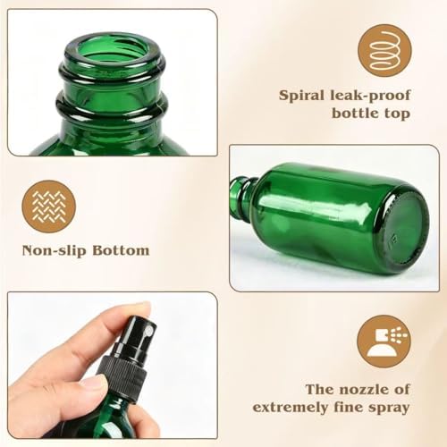 24 Pack Glass Spray Bottles, 4oz/120ml Empty Glass Spray Bottles with Fine Mist, Small Leak Proof Travel Dispenser Bottles for Essential Oils, Bath, Beauty, Hair & Cleaning (Green) - Image 3