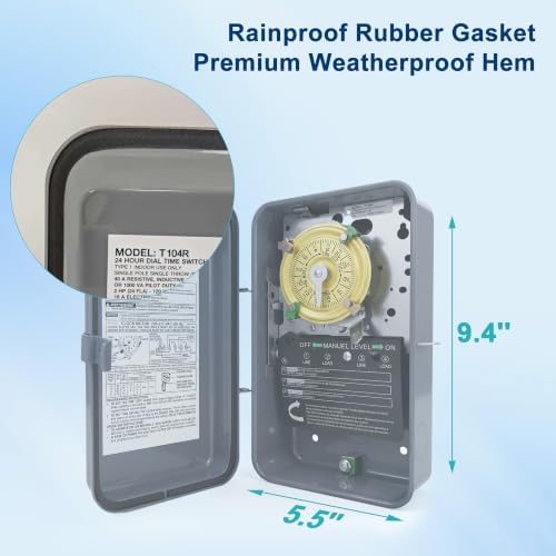 T104R Mechanical Timer Switch Outdoor, Rainproof Metal Enclosure - Image 5