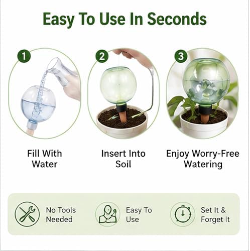Large Plant Watering Ball 17.6 oz- Top-Fill-Self Water Planter Indoor/Outdoor Plastic Slow-Release Water Ball Terracotta for Plants (4, Transparent) - Image 5