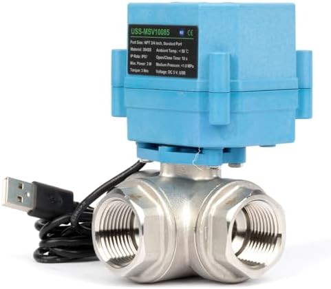 Motorized Ball Valve 3/4 in NPT U.S. Solid WiFi Smart 3-Way 304 Stainless Steel Electric USB Powered LED Indicator NSF Certified for Water Control and Irrigation - Image 2