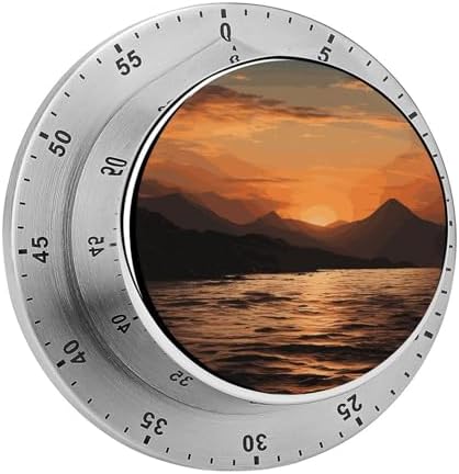 Kitchen Timers for Cooking Mountain and Water at Sunset Printed Stainless Steel Timer Mechanical Kitchen Timer for Kitchen, Study, Sports by Unknown