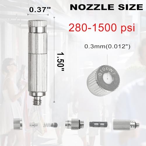 High-Performance Brass Patio Misting Kit – 11 Brass Anti-Drip Micro-Nozzles & 16 3/8″ Slip Connectors for High-Pressure Outdoor Cooling Misting (UNC 10/24, 0.012″ Precision Orifice, 280-1500 psi) - Image 3