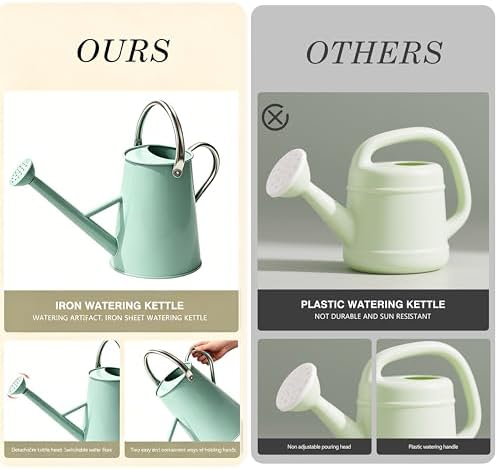 1.5 Gallon Metal Watering Can for Outdoor Plants, Watering Can, Cream Green - Image 6