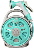 12M/39FT Garden Hose Set with Integrated Storage – 14mm Diameter Flexible Plastic Water Hose with Multi-Pattern Spray Nozzle for Lawn Irrigation, Yard Watering, and Outdoor Plant Care,Cyan by Fogun