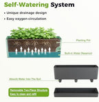 4 Pack Self Watering Pots for Indoor Plants 17 Inches Window Boxes Planters Rectangular Flower Pots Rectangle Herb Pots Large Plant Pots with Drainage Holes and Saucers Windowsill Planter, Grey - Image 5