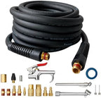 19 Pieces Air Compressor Accessories Kit, 3/8 Inch x 25FT Hybrid Air Compressor Hose Kit with 1/4 in NPT Quick Connect Air Fittings, Air Tool & Air Compressor Accessories Kit, Bend Restrictors,300 PSI by FuresnAirHoseGardenHose