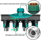 Heavy Duty Metal 4 Way 3/4'' Thread Faucet Splitters with Shut Off Valves for Garden Hose Adapter Outdoor Water Tap Connectors(NPT-1PCS) - Image 4