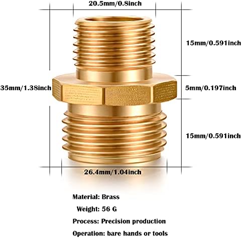 SIGURANTA Garden Hose Connector Adapter,3/4" GHT male and 1/2" NPT male Connectors, Brass Repair Fittings, for female Hose to female Hose (10 Pack) - Image 2