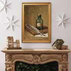 Gold Vintage Framed Ink Bottle and Quill Wall Art Still Life Print - Image 4
