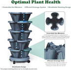 Strawberry Planters, 7 Tiered Vertical Stackable Planter, Herb Stacking Tower Garden, Flower and Vegetable Planters with Support Pole Indoor & Outdoor with Removable Wheels - Dark Grey - Image 2