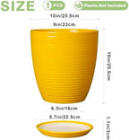 10 Inch Plant Pot - Ceramic Pot for Plants Outdoor Planter for Indoor Plants Large Plant Pot with Drainage Hole and Saucer Round Flower Pot for Home Patio Office Yellow - Image 3