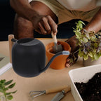 Black Stainless Steel Watering Can Long Spout 1.2l for Plants - Image 4