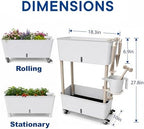 2-Tier 27.8"H Rolling Raised Garden Bed with Wheels, Self Watering Planter Box with Visible Water Level, Gray Rustproof Plastic Herb & Strawberry Planter for Indoor Outdoor Vegetables Flowers, DIY Kit - Image 6