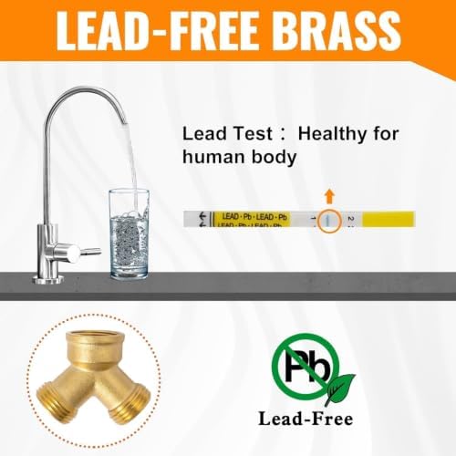 3/4 Inch GHT Y Valve 2 Way Brass Garden Hose Splitter Heavy Duty 3/4'' GHT Garden Hose Bib Splitters Brass Y Valves with Extra 4 Rubber Washers 1 Sealing Tape (2-Pack) - Image 3