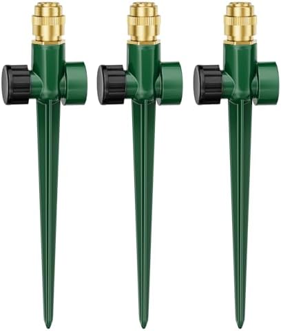 FANHAO 3-Pack Heavy-Duty Metal Lawn Sprinkler for Yard, 360° Adjustable Garden Water Sprinkler with Spike Base, Large Area Irrigation System for Lawn, Grass, Patio & Backyard by FANHAO