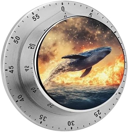 Whale War Fire Water Funny Timer 60 Minute Countdown Timer Mechanical Time Management Tool for Kitchen Work by Unknown