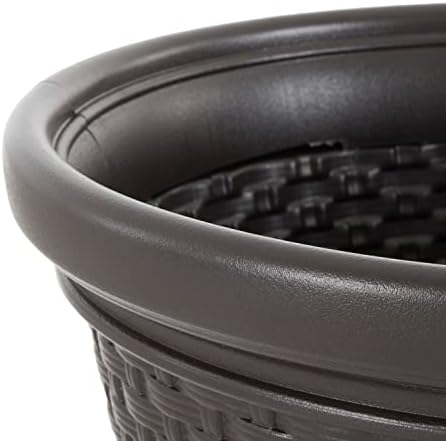Suncast 4 Pack Wicker Hose Pot, Decorative Resin Garden Hose Storage, 100ft 5/8in Standard Vinyl Hose Capacity with 4 Drain Holes, 18in x 12in, Java - Image 6