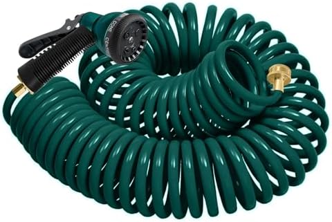 Coil Hose 75FT EVA Coil Garden Hose With 3/4'' Brass Connector by Garden