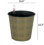 13.4" Self-Watering Wicker Planter, 13.4 Inch Round, Natural - Image 5