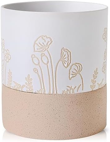 Nihow Self Watering Pots for Indoor Plants,6 Inch,White & Nature by Nihow