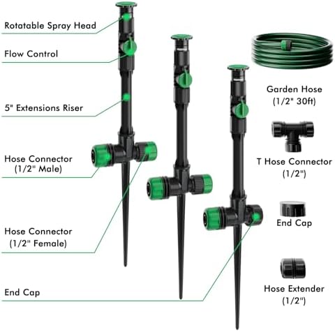 RESTMO Above Ground Sprinkler System,Irrigation Sprinklers for Yard,Green - Image 2